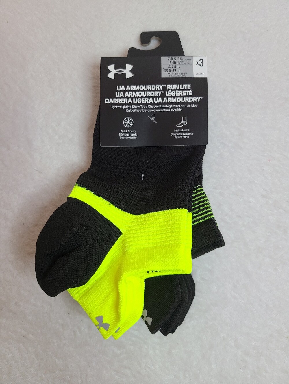 3pk Under Armour ArmourDry Run Lite No-show Athletic Socks Mens 7-8.5